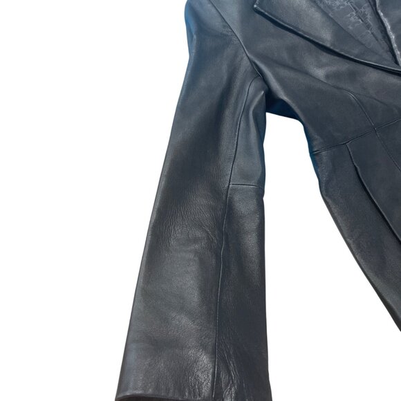 Wilsons Leather Pelle Studio Womens Black Leather Blazer Jacket Sz M SKU 9414 - Picture 4 of 13